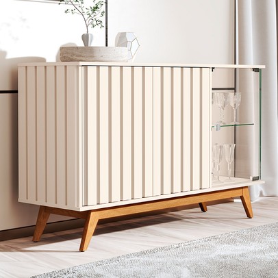 Balcão Buffet Açai 3 Portas 2 Prateleiras Perola - Jb Bechara