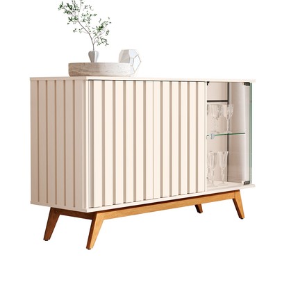 Balcão Buffet Açai 3 Portas 2 Prateleiras Perola - Jb Bechara