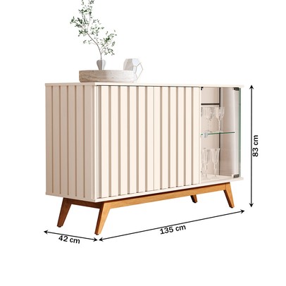 Balcão Buffet Açai 3 Portas 2 Prateleiras Perola - Jb Bechara