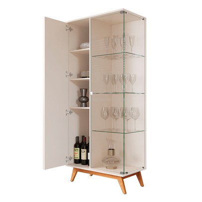 Cristaleira Açai 2 Portas 6 Prateleiras Ripado Perola - Jb Bechara