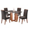 Mesa de Jantar 4 Lugares com Vidro Pajero Mel/Grafite - Viero Móveis