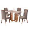 Mesa de Jantar 4 Lugares com Vidro Pajero Mel/Perola/Off White - Viero Móveis