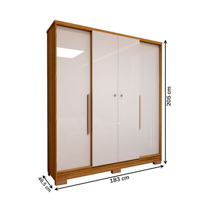 Guarda-Roupa Casal Varsóvia 4 Portas 2 Gavetas Marrocos/Off White - Panorama Móveis