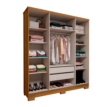 Guarda-Roupa Casal Varsóvia 4 Portas 2 Gavetas Marrocos/Off White - Panorama Móveis