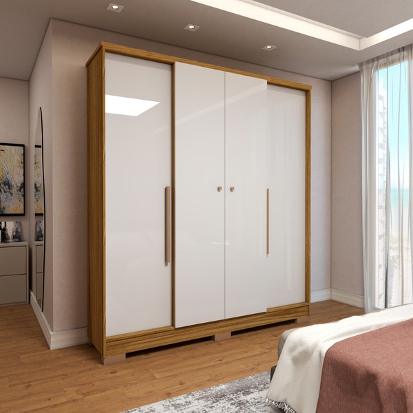 Guarda-Roupa Casal Varsóvia 4 Portas 2 Gavetas Marrocos/Off White - Panorama Móveis