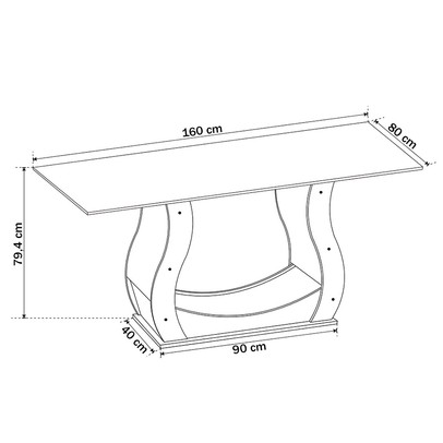 Mesa de Jantar 6 Lugares Corsa Mel/Cinza/Grafite - Viero Móveis
