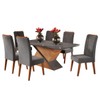 Mesa de Jantar 6 Lugares Stela com Vidro Mel/Cinza/Grafite - Viero Móveis