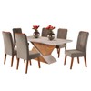 Mesa de Jantar 6 Lugares Stela com Vidro Mel/Off White/Pérola - Viero Móveis