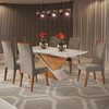 Mesa de Jantar 6 Lugares Stela com Vidro Mel/Off White/Pérola - Viero Móveis