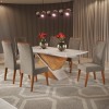 Mesa de Jantar 6 Lugares Stela com Vidro Mel/Off White/Pérola - Viero Móveis