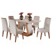 Mesa de Jantar 6 Lugares Taina com Vidro Mel/Marfim/Off White - Viero Móveis