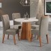 Mesa de Jantar 4 Lugares World com Vidro Mel/Pérola/Off Whie - Viero Móveis