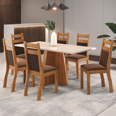 Mesa de Jantar 6 Lugares Click Mel/Blonde/Bombom - Viero Móveis