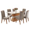 Mesa de Jantar 6 Lugares Jolie com Vidro Mel/Perola/Off White - Viero Móveis