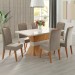 Mesa de Jantar 6 Lugares Jolie com Vidro Mel/Perola/Off White - Viero Móveis