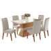 Mesa de Jantar 6 Lugares Jolie com Vidro Mel/Marfim/Off White - Viero Móveis