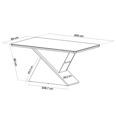 Mesa de Jantar 8 Lugares Easy com Vidro Mel/Grafite -  Viero Móveis