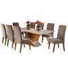Mesa de Jantar 8 Lugares Easy com Vidro Mel/Perola/Off White - Viero Móveis
