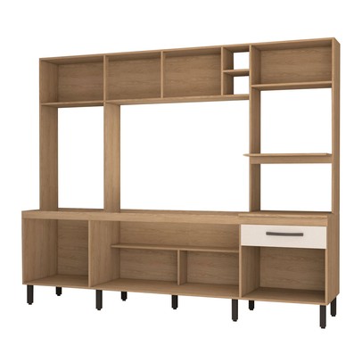 Cozinha Compacta Mavie 6 Portas 1 Gaveta Pistão Freijó/Off White - Panorama Móveis