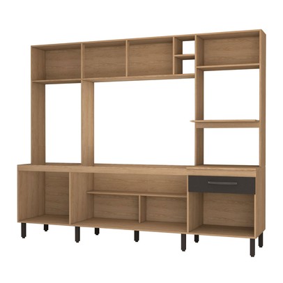 Cozinha Compacta Mavie 6 Portas 1 Gaveta Pistão Freijó/Nero - Panorama Móveis