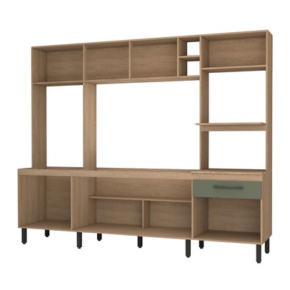 Cozinha Compacta Mavie 6 Portas 1 Gaveta Pistão Freijó/Jade - Panorama Móveis