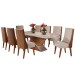 Mesa de Jantar 8 Lugares Luxury com Vidro Mel/Off White/Bronze - Viero Móveis