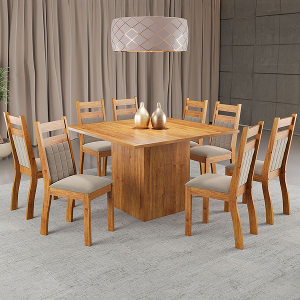Mesa de Jantar 8 Lugares Santista Mel/Perola - Viero Móveis