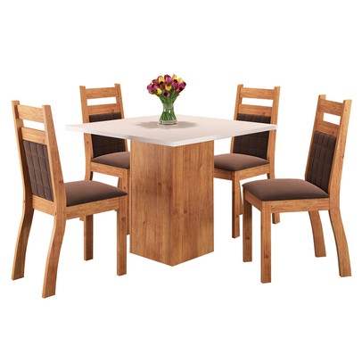 Mesa de Jantar 4 Lugares Vinhedo  Mel/Blonde/Bombom -  Viero Móveis