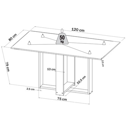 Mesa de Jantar 4 Lugares Blend Mel/Cinza/Grafite - Viero Móveis