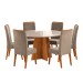 Mesa de Jantar 6 Lugares Calm com Vidro Mel/Perola/Off White - Viero Móveis