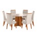 Mesa de Jantar 6 Lugares Calm com Vidro Mel/Marfim/Off White - Viero Móveis