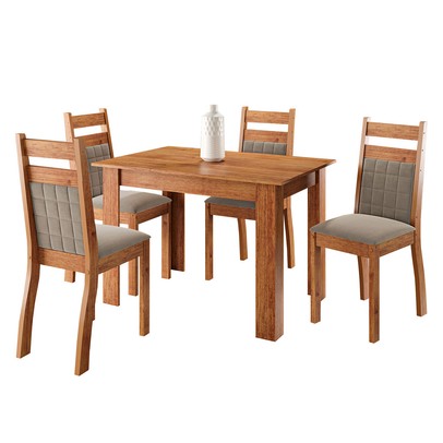 Mesa de Jantar 4 Lugares Malbec Mel/Perola - Viero Móveis