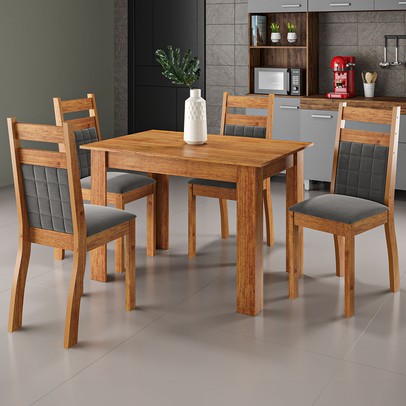 Mesa de Jantar 4 Lugares Malbec Mel/Grafite - Viero Móveis