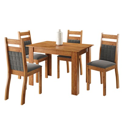 Mesa de Jantar 4 Lugares Malbec Mel/Grafite - Viero Móveis