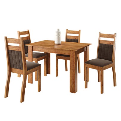 Mesa de Jantar 4 Lugares Malbec Mel/Bombom - Viero Móveis