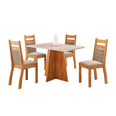 Mesa de Jantar 4 Lugares Sauvignon Mel/Blonde/Perola - Viero Móveis