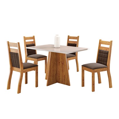 Mesa de Jantar 4 Lugares Sauvignon Mel/Blonde/Bombom - Viero Móveis