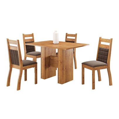 Mesa de Jantar 4 Lugares Blanc Mel/Bombom - Viero Móveis