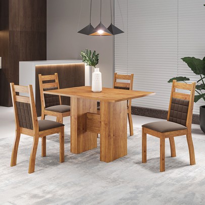 Mesa de Jantar 4 Lugares Blanc Mel/Bombom - Viero Móveis