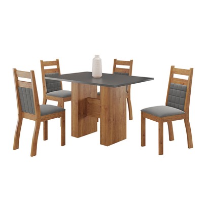 Mesa de Jantar 4 Lugares Blanc Mel/Cinza/Grafite - Viero Móveis