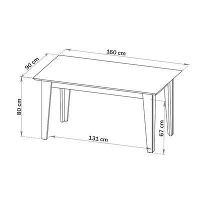 Mesa de Jantar 6 Lugares Sport com Vidro Mel/Grafite - Viero Móveis