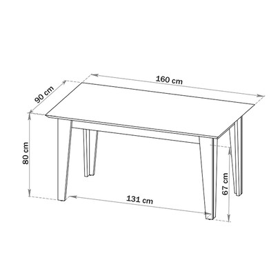 Mesa de Jantar 6 Lugares Beach com Vidro Mel/Grafite - Viero Móveis