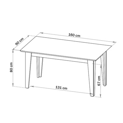 Mesa de Jantar 6 Lugares Beach com Vidro Mel/Perola/Off White - Viero Móveis