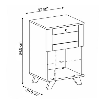 Mesa de Canto Decor 1 Gaveta Carvalho - Pnr Móveis