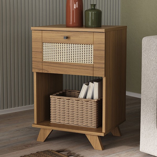 Mesa de Canto Decor 1 Gaveta Carvalho - Pnr Móveis