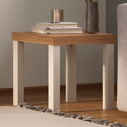 Mesa de Canto Zoom Carvalho/Off White - Pnr Móveis