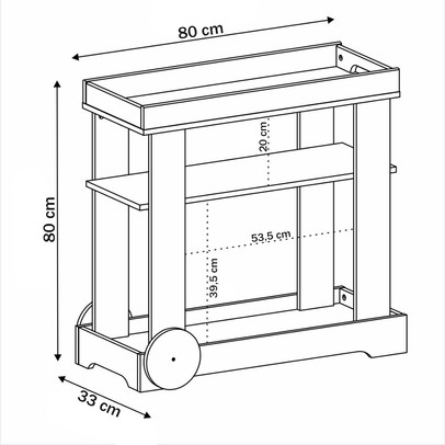 Bar Bronze 1 Prateleira Off White - Pnr Móveis