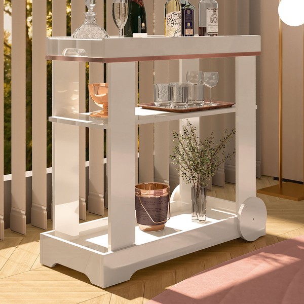 Bar Bronze 1 Prateleira Off White - Pnr Móveis