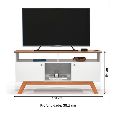 Rack para TV Até 43 Polegadas Amsterdã 2 Portas 1 Prateleira Branco/Nature - Tebarrot