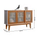 Balcão Buffet Detroit 3 Portas 3 Prateleiras Branco/Nature - Tebarrot